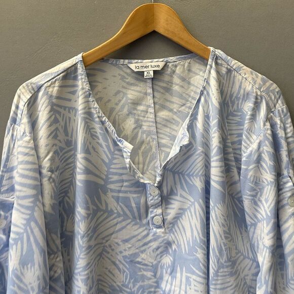 5 for $45 La Mer luxe Top Blouse Shirt Size XL Blue - Picture 3 of 7